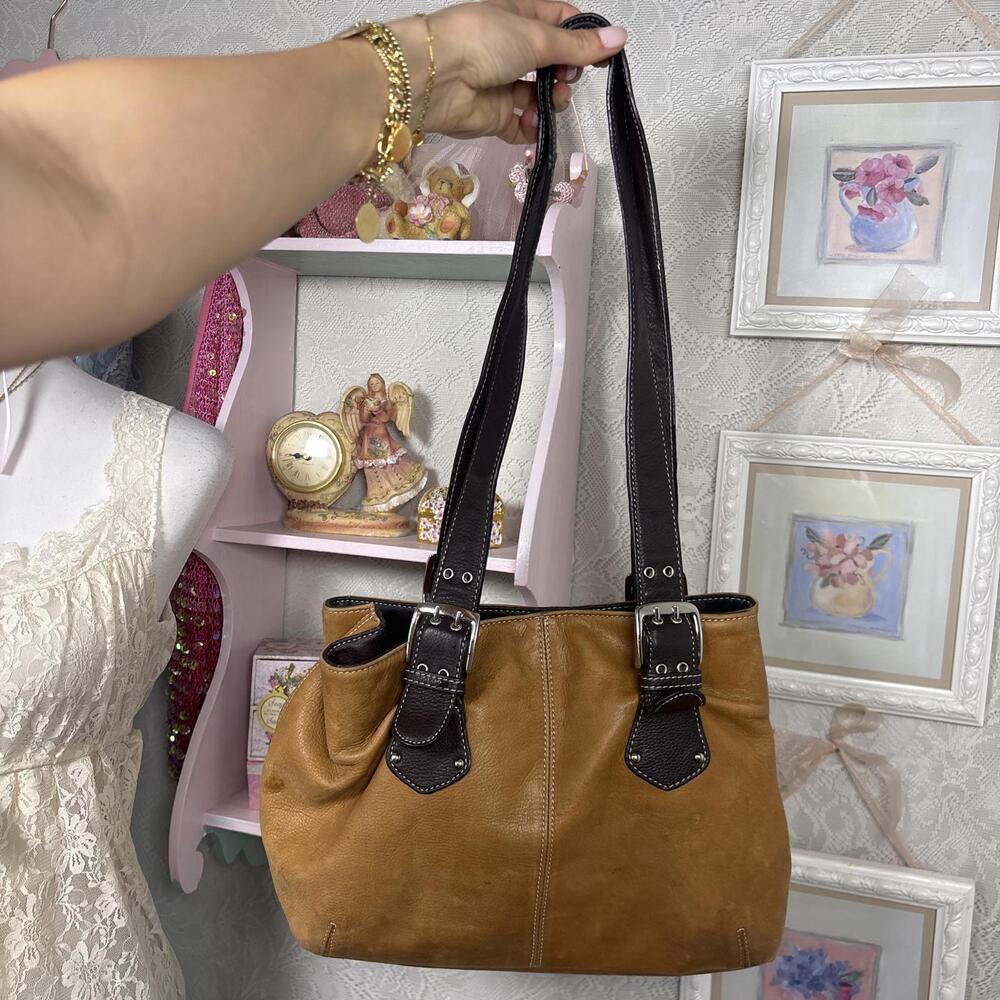 y2k leather buckle brown shoulder‎ bag purse
